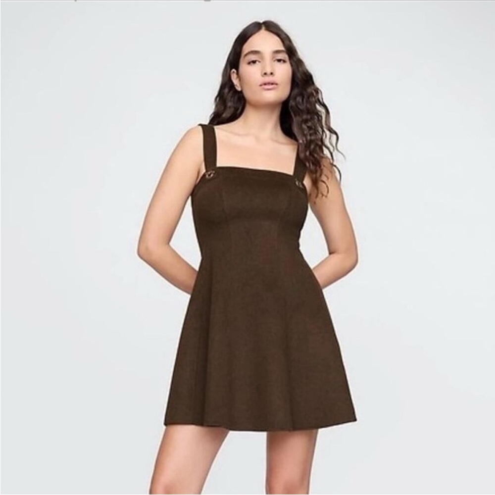 NWT Cult Gaia x Gap Collab Chocolate Brown Wool Strappy A-Line Mini Dress